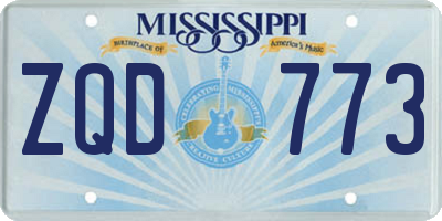 MS license plate ZQD773