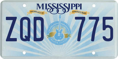 MS license plate ZQD775