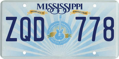 MS license plate ZQD778