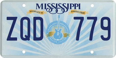 MS license plate ZQD779