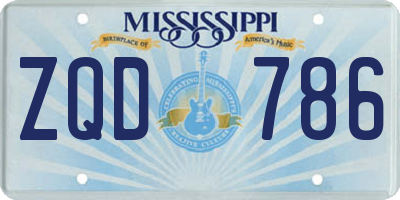 MS license plate ZQD786