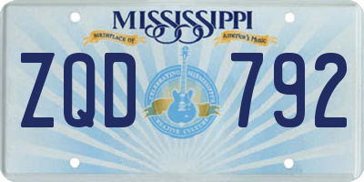 MS license plate ZQD792