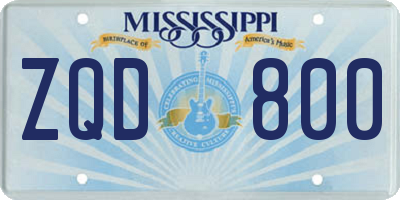 MS license plate ZQD800