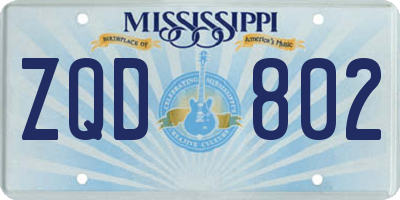 MS license plate ZQD802