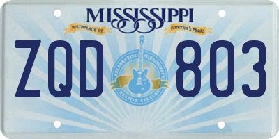 MS license plate ZQD803