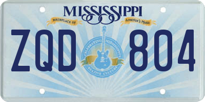 MS license plate ZQD804