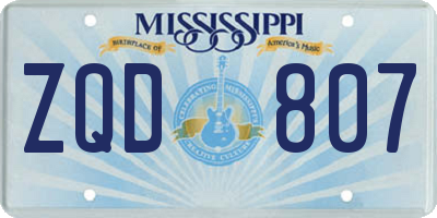 MS license plate ZQD807