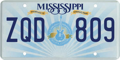 MS license plate ZQD809