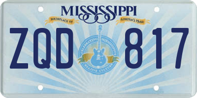 MS license plate ZQD817