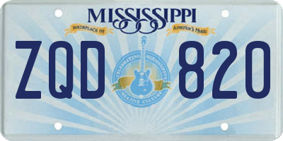 MS license plate ZQD820