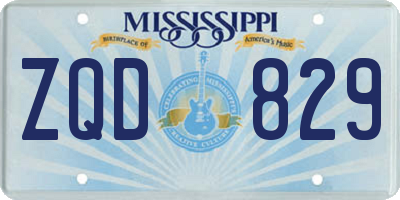MS license plate ZQD829
