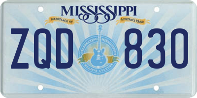 MS license plate ZQD830