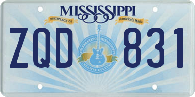 MS license plate ZQD831