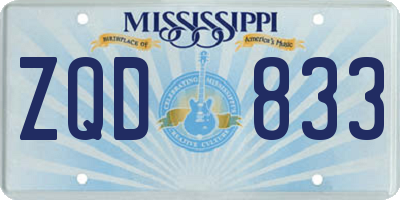 MS license plate ZQD833