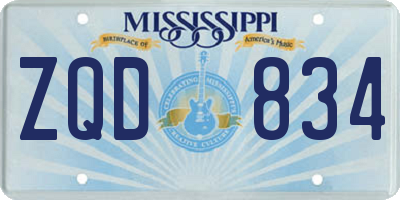 MS license plate ZQD834