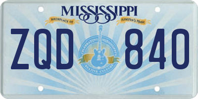 MS license plate ZQD840