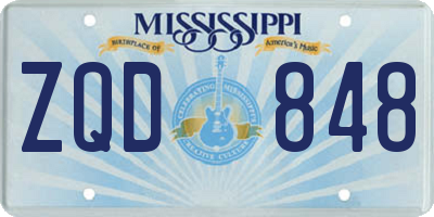 MS license plate ZQD848