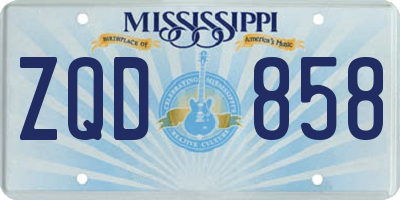 MS license plate ZQD858