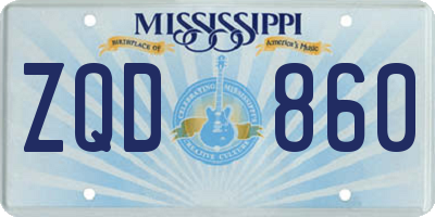 MS license plate ZQD860