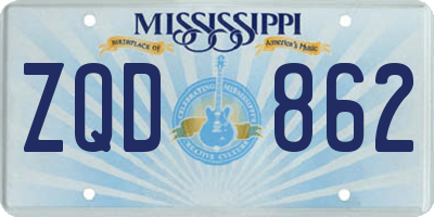 MS license plate ZQD862