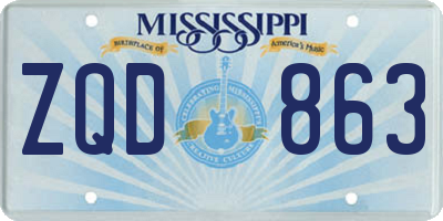 MS license plate ZQD863