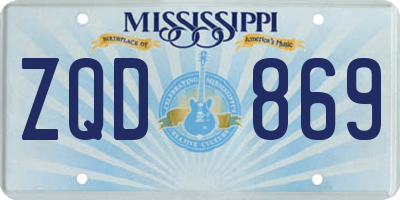 MS license plate ZQD869