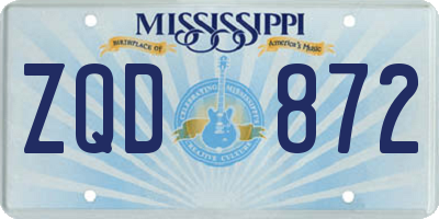 MS license plate ZQD872