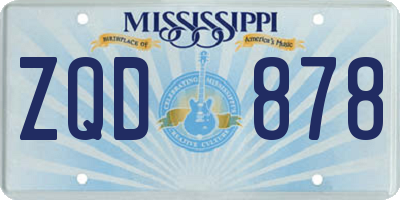 MS license plate ZQD878