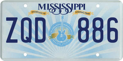 MS license plate ZQD886