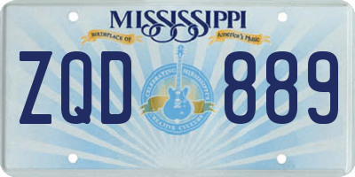MS license plate ZQD889