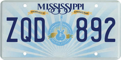 MS license plate ZQD892