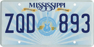 MS license plate ZQD893