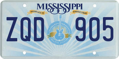 MS license plate ZQD905