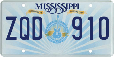MS license plate ZQD910