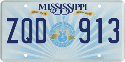MS license plate ZQD913