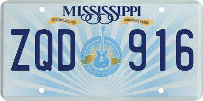 MS license plate ZQD916