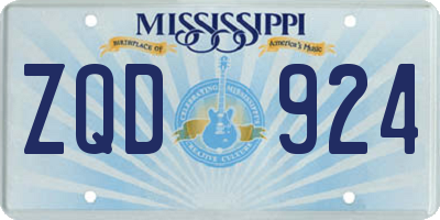 MS license plate ZQD924