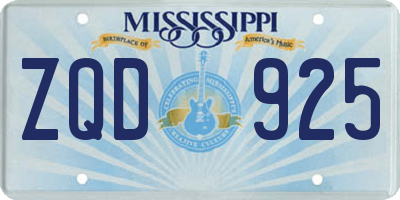 MS license plate ZQD925