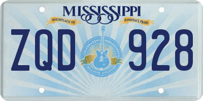 MS license plate ZQD928