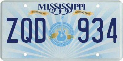 MS license plate ZQD934