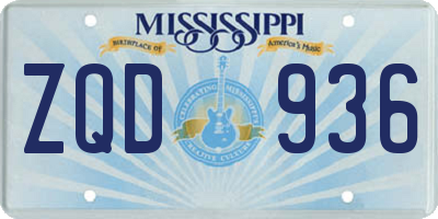 MS license plate ZQD936