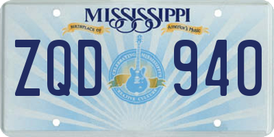 MS license plate ZQD940