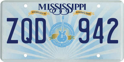 MS license plate ZQD942