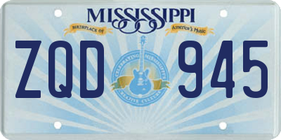 MS license plate ZQD945