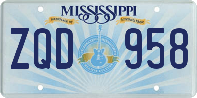 MS license plate ZQD958