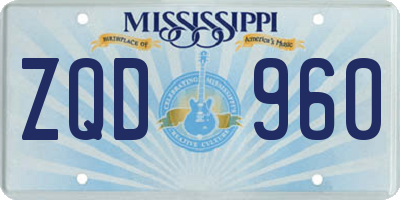 MS license plate ZQD960