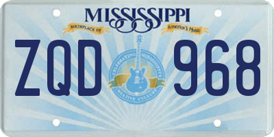 MS license plate ZQD968