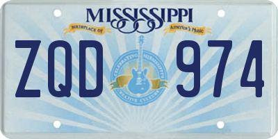 MS license plate ZQD974