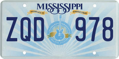 MS license plate ZQD978