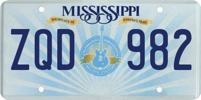 MS license plate ZQD982